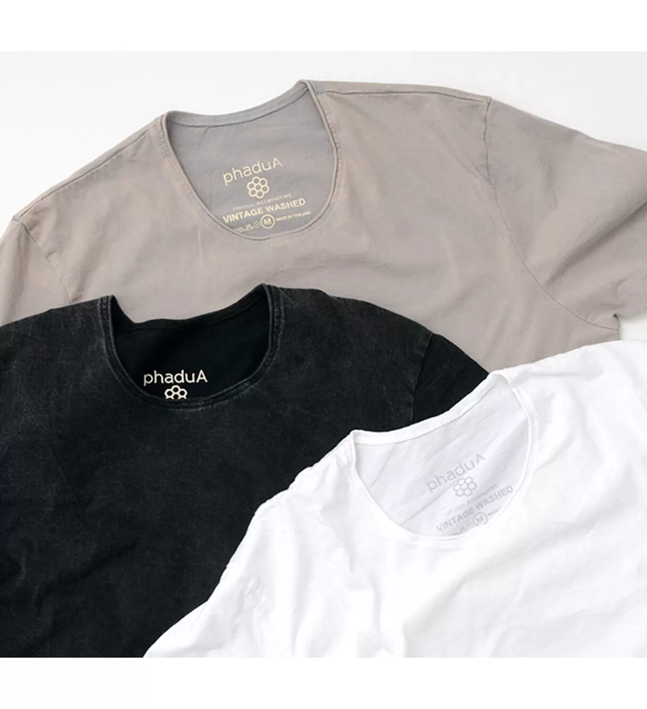 PHADUA Short Sleeves>Vintage Washed Crew Neck T-Shirt