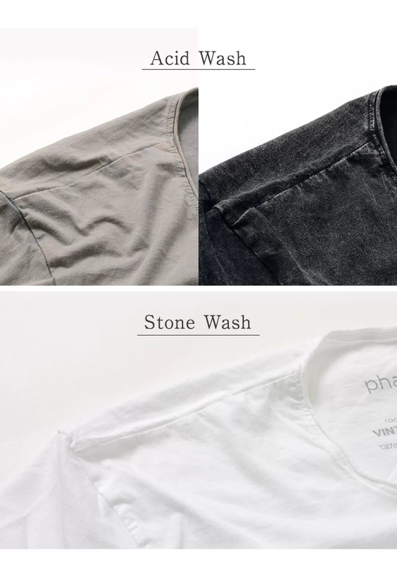 PHADUA Short Sleeves>Vintage Washed Crew Neck T-Shirt