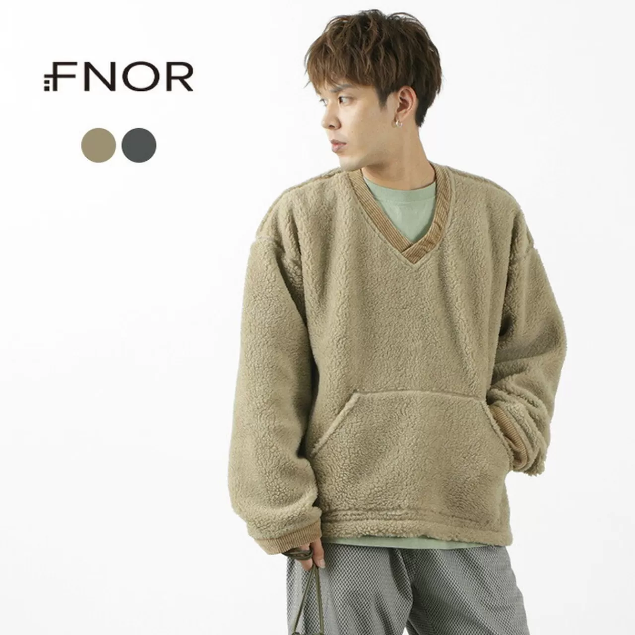 FNOR Fleece>V-Neck Boa Pullover