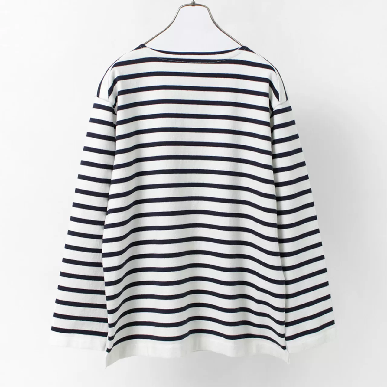 YONETOMI NEW BASIC Long Sleeves>Wave Cotton Basque Knit Boat Neck Pullover