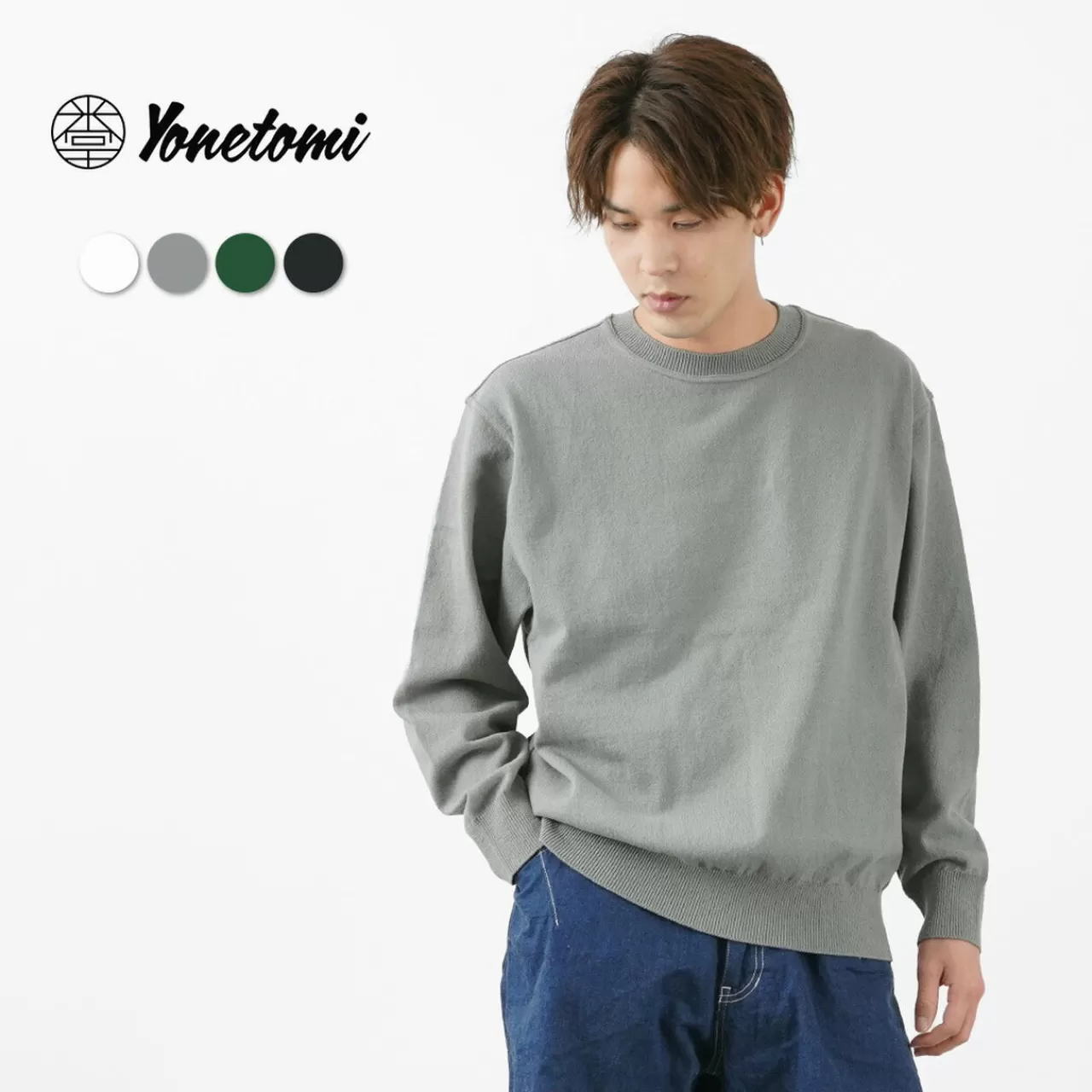 YONETOMI NEW BASIC Long Sleeves>Wave Cotton Knit Pullover