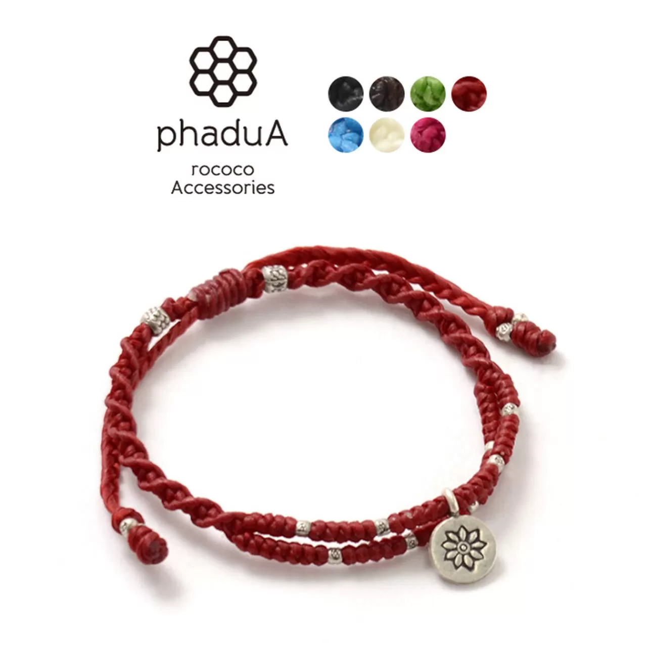 PHADUA Bracelets>Wax Cord Silver Double-Strand Top Bracelet