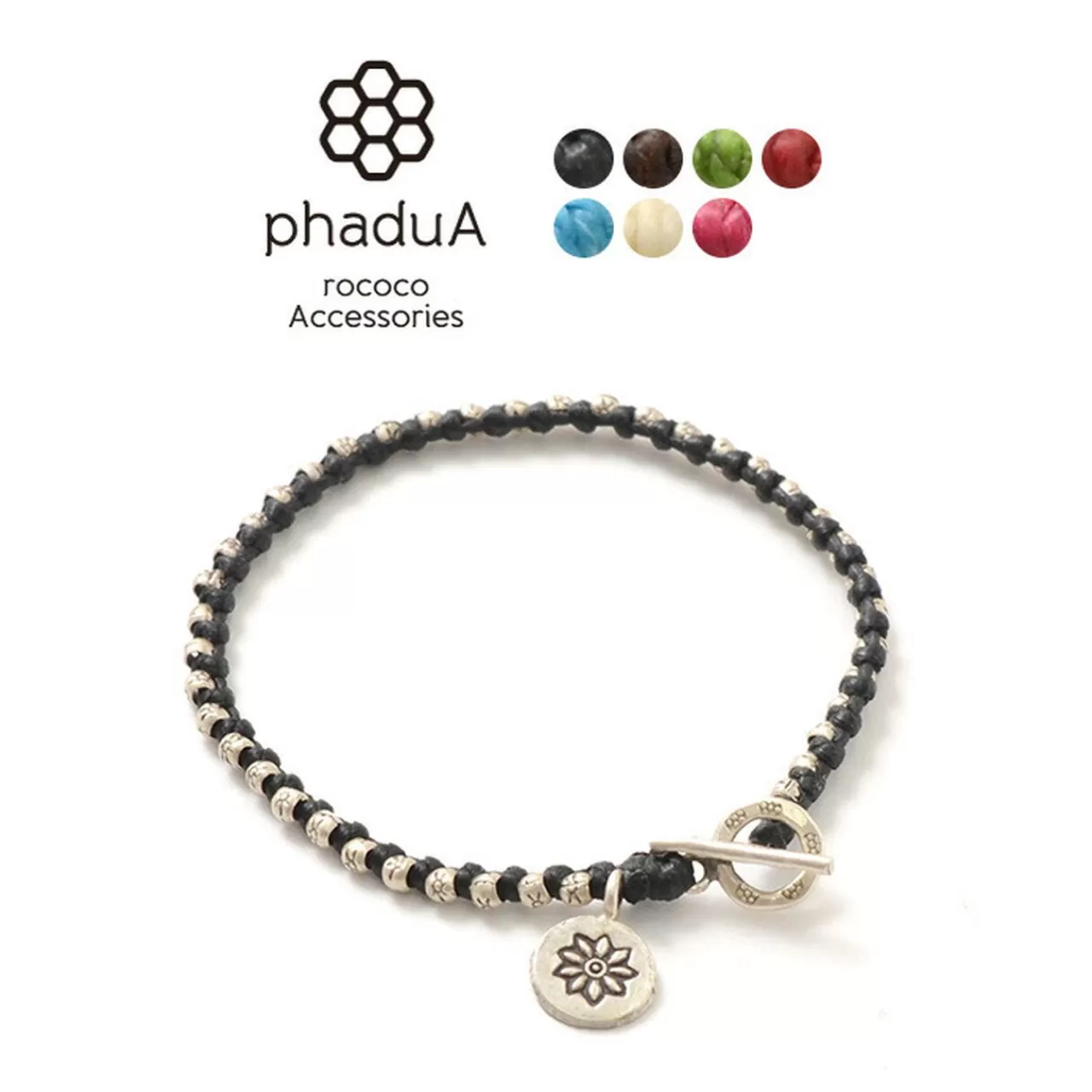 PHADUA Bracelets>Wax Cord Silver Series Bracelet