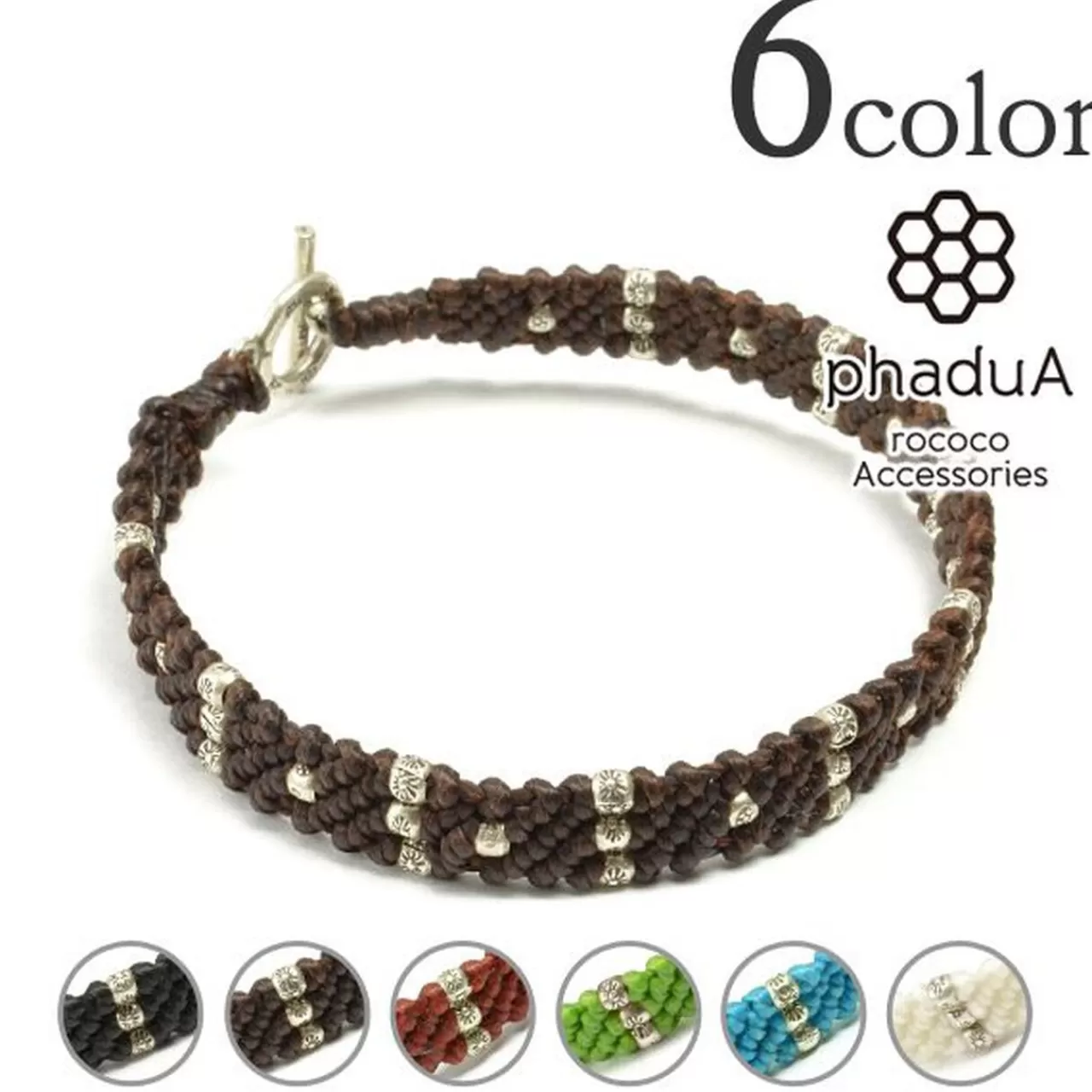 PHADUA Bracelets>Wax Cord Silver Triple-Strand Bracelet