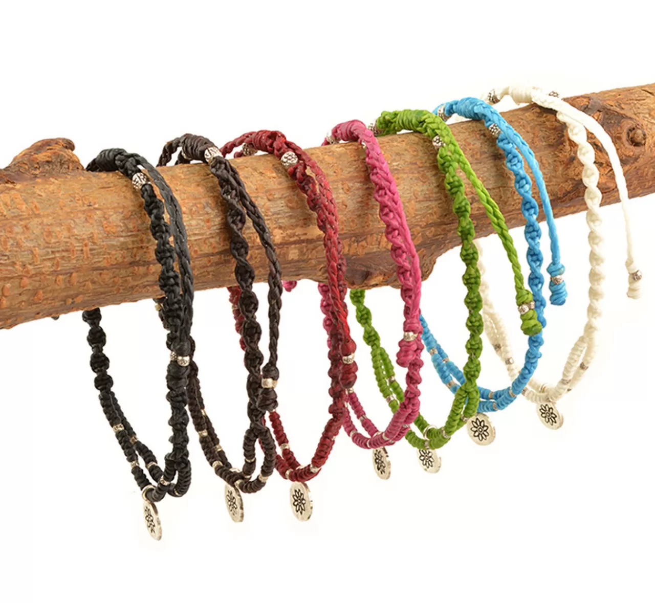 PHADUA Anklets>Waxed Cord Anklet With Silver Two-Strand Top