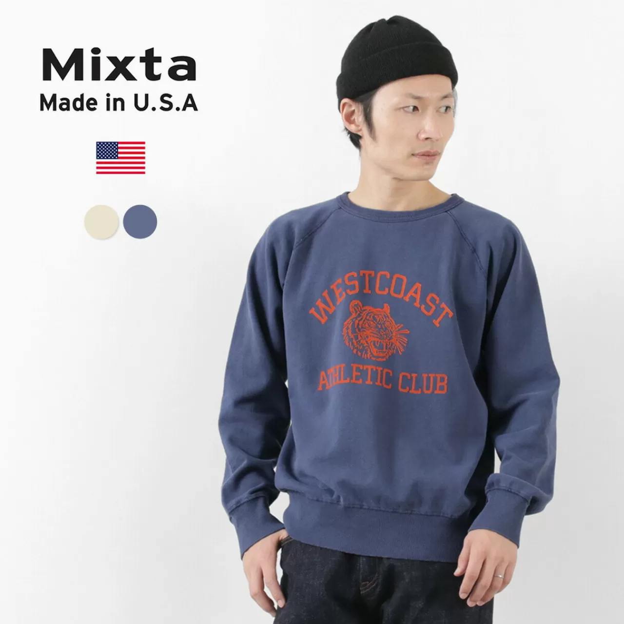 MIXTA Long Sleeves>West Coast Athletic Club Raglan Sleeve Crew Neck Sweat Sweatshirt