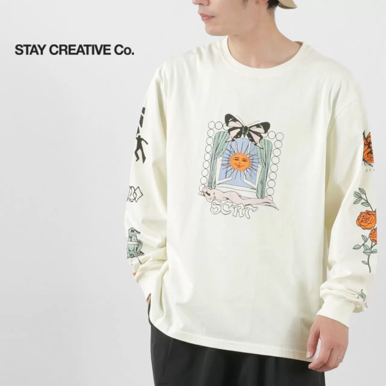 STAY CREATIVE Co. Long Sleeves>Window Long Sleeve T-Shirt Beige