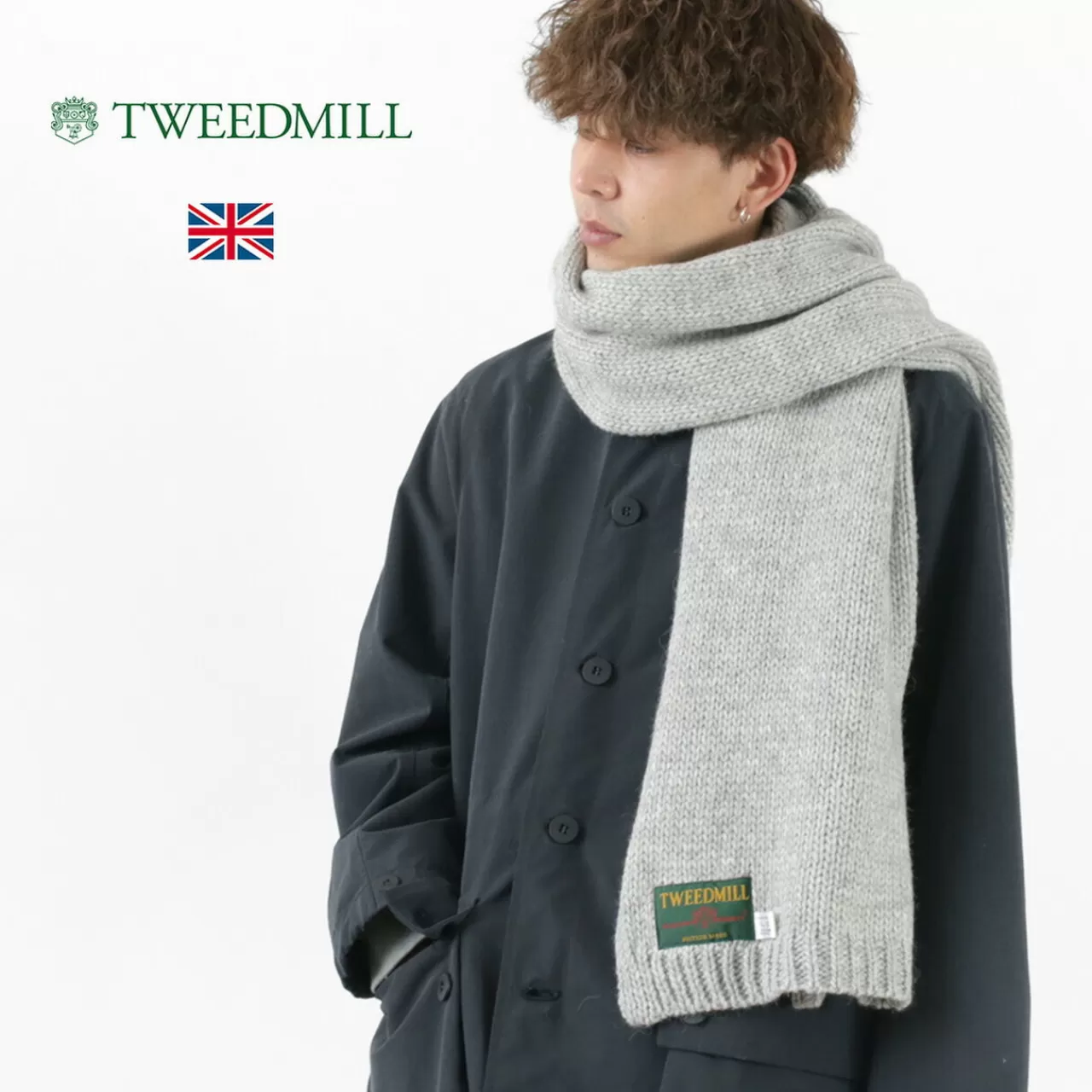 TWEED MILL Muffler>Wool Alpaca Knit Stole Lightgrey