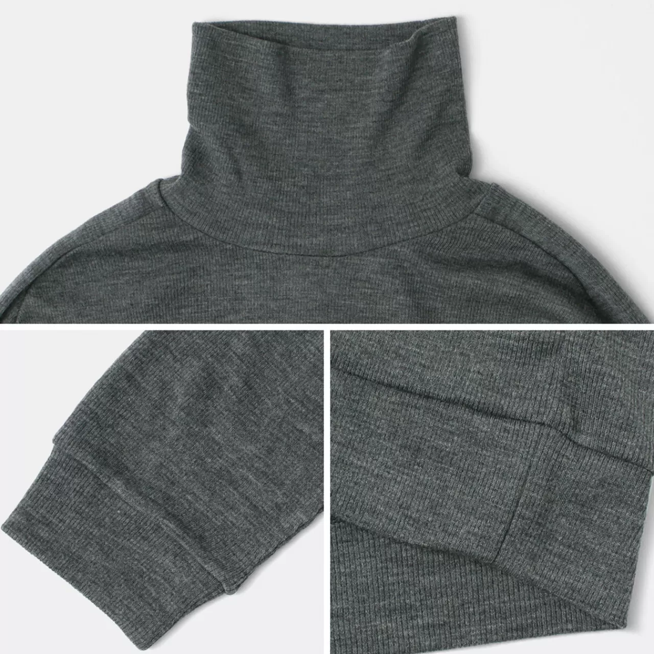 RE MADE IN TOKYO JAPAN Long Sleeves>Wool Rib Knit Rib Turtleneck Raglan Sleeve High Neck Sweater