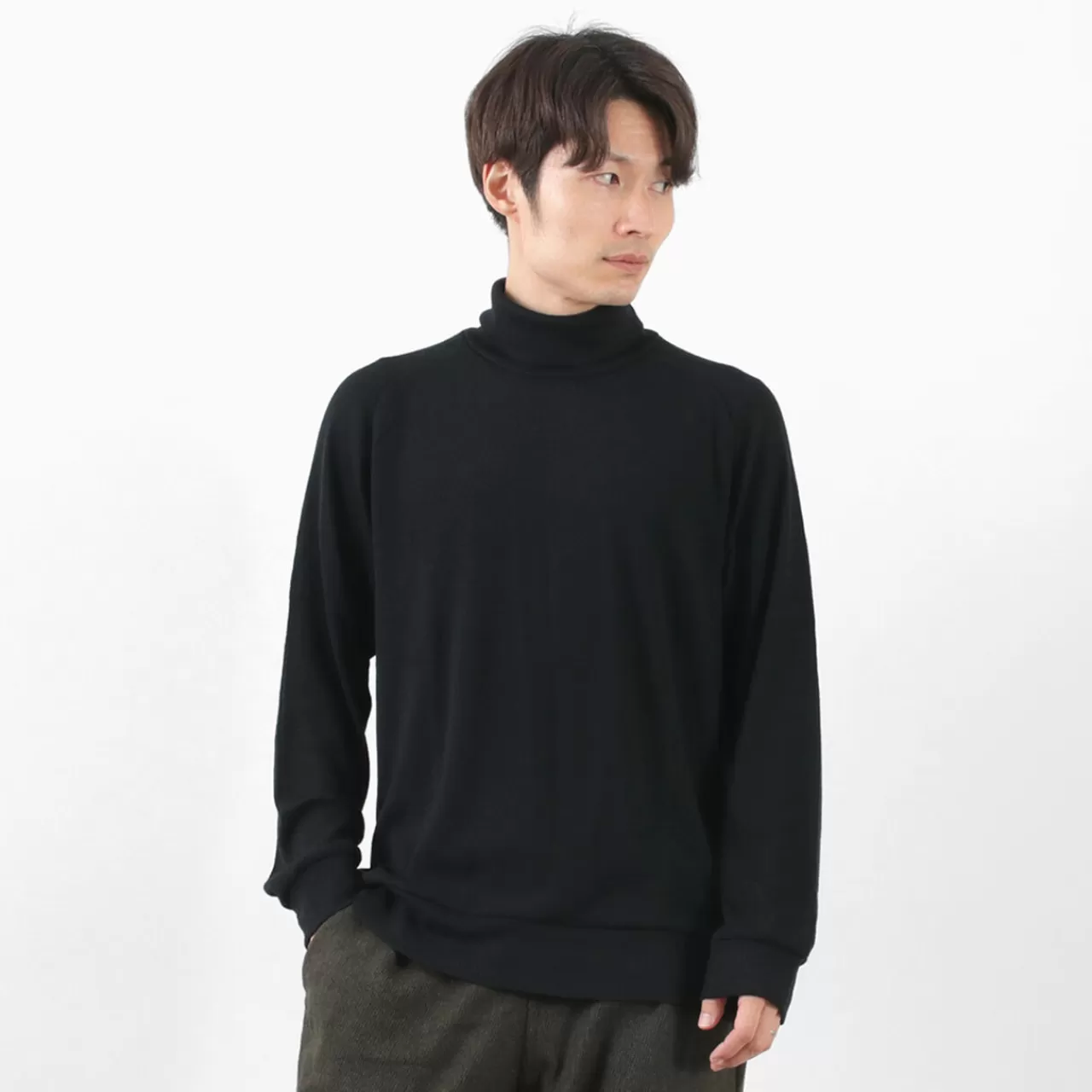 RE MADE IN TOKYO JAPAN Long Sleeves>Wool Rib Knit Rib Turtleneck Raglan Sleeve High Neck Sweater