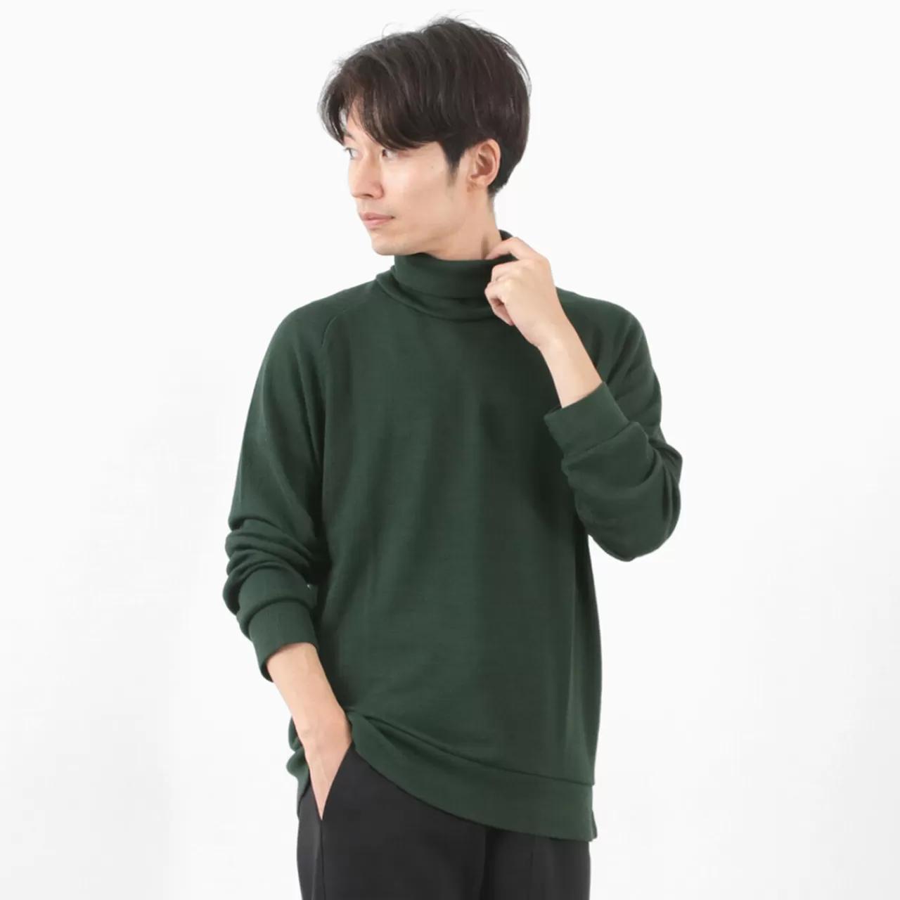 RE MADE IN TOKYO JAPAN Long Sleeves>Wool Rib Knit Rib Turtleneck Raglan Sleeve High Neck Sweater