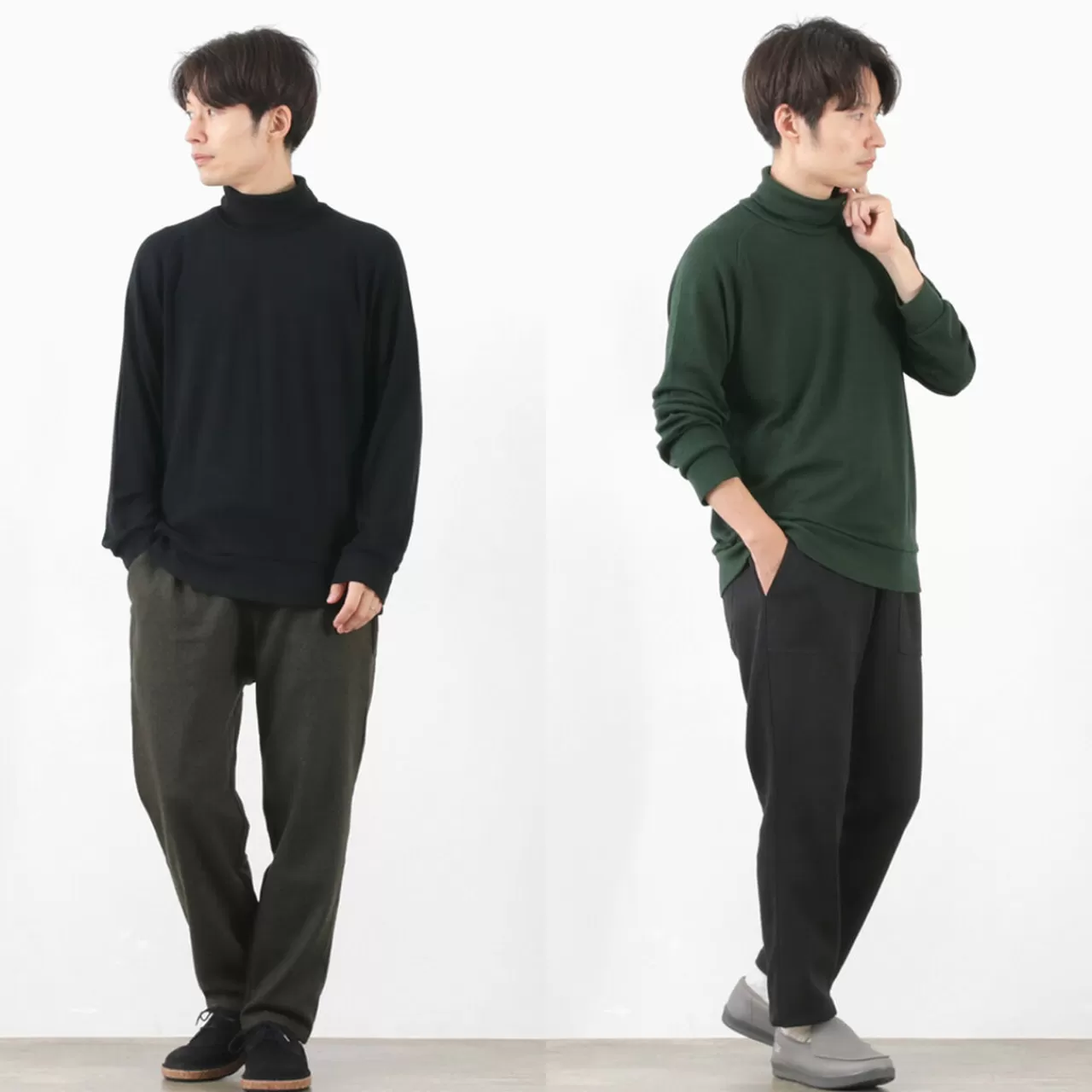 RE MADE IN TOKYO JAPAN Long Sleeves>Wool Rib Knit Rib Turtleneck Raglan Sleeve High Neck Sweater