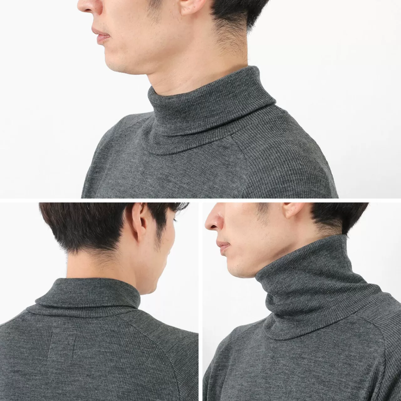 RE MADE IN TOKYO JAPAN Long Sleeves>Wool Rib Knit Rib Turtleneck Raglan Sleeve High Neck Sweater