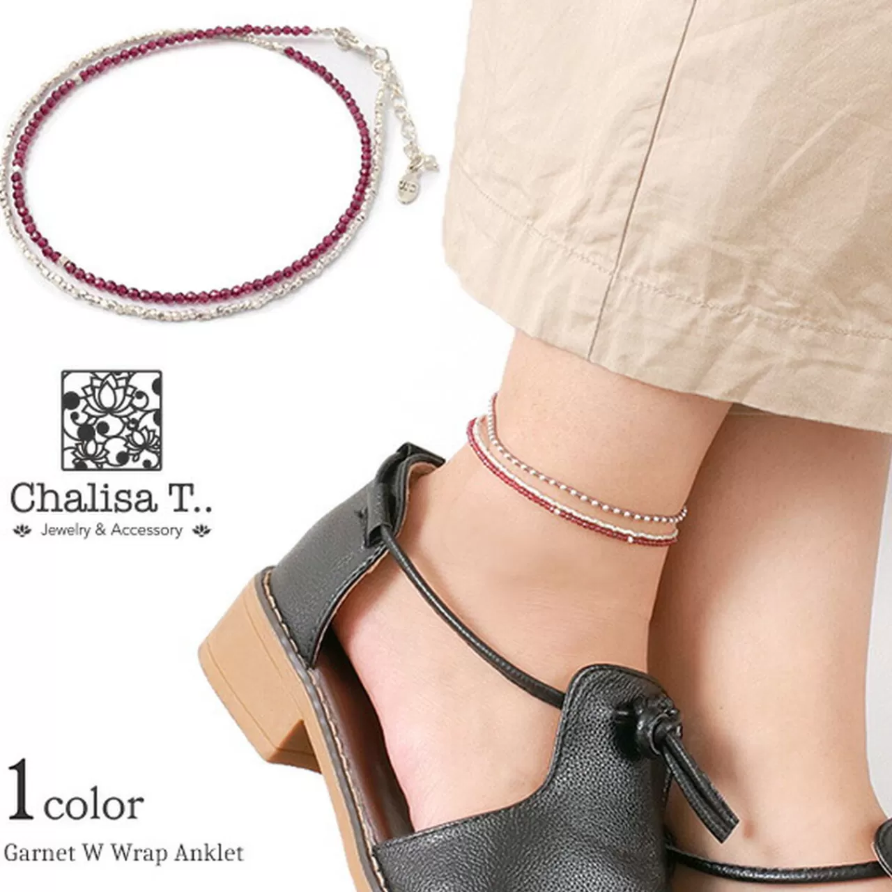 CHALISA T.. Anklets>W-Wrap Anklet Garnet